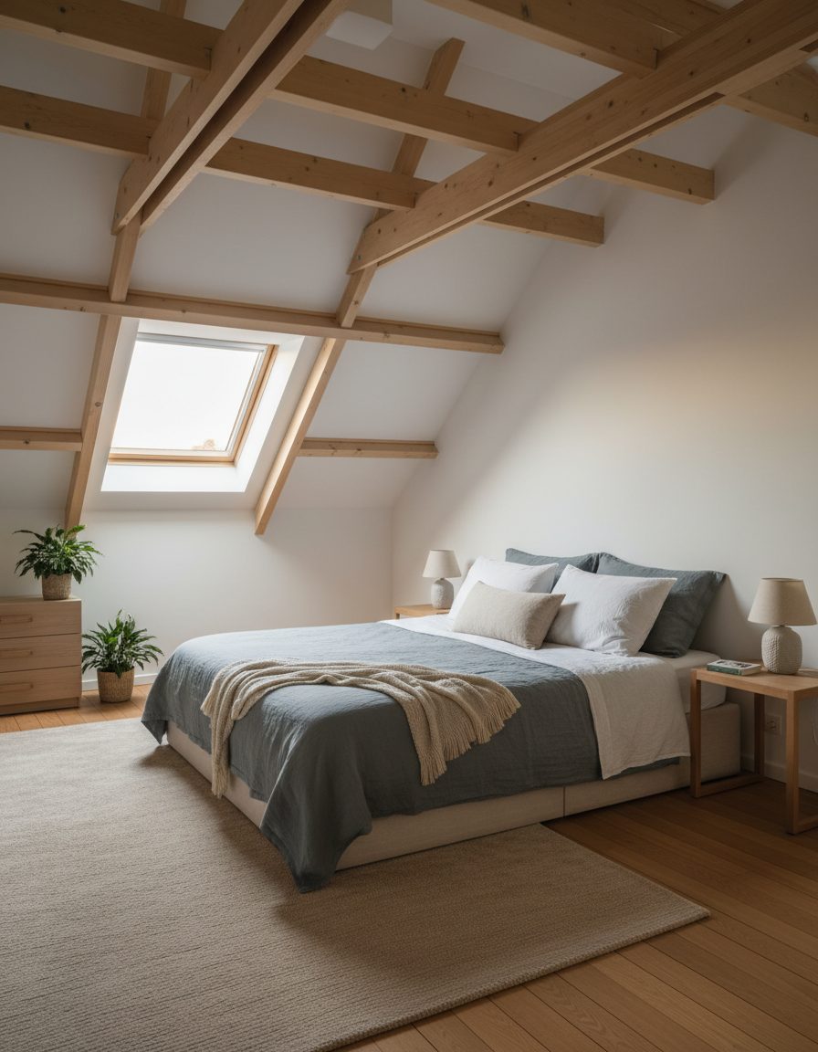 Afgewerkte slaapkamer onder een geïsoleerd dak