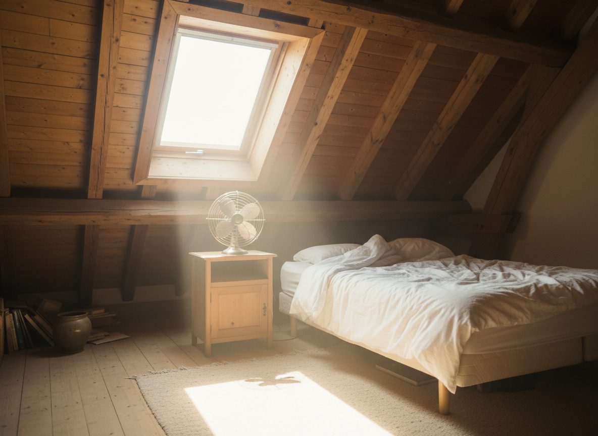 Zolderkamer op een warme zomerdag